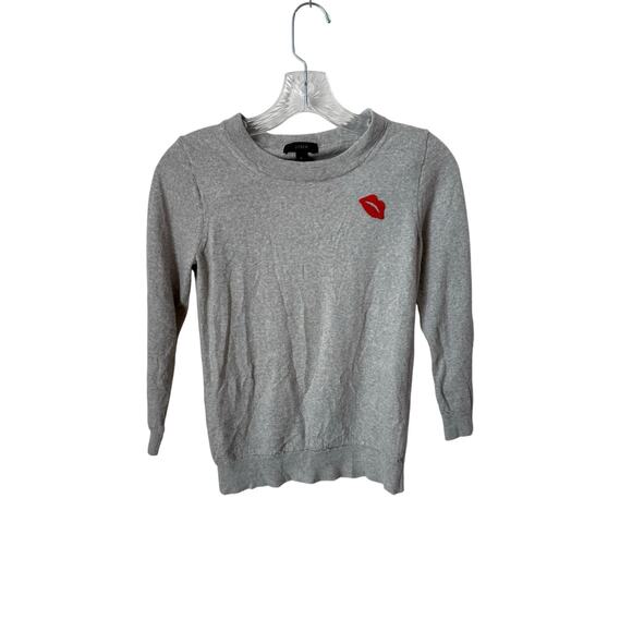 J. Crew Tippi Sweater With Embroidered Lips Size Small 100% Merino Wool - Picture 1 of 6